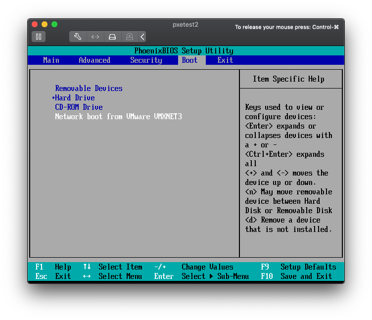 BIOS boot order before