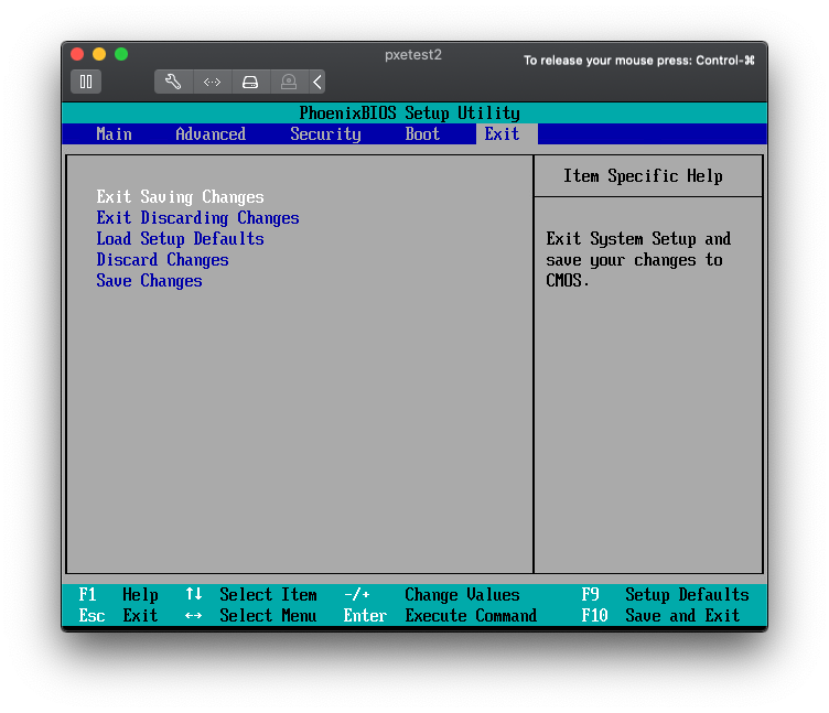 BIOS save and exit